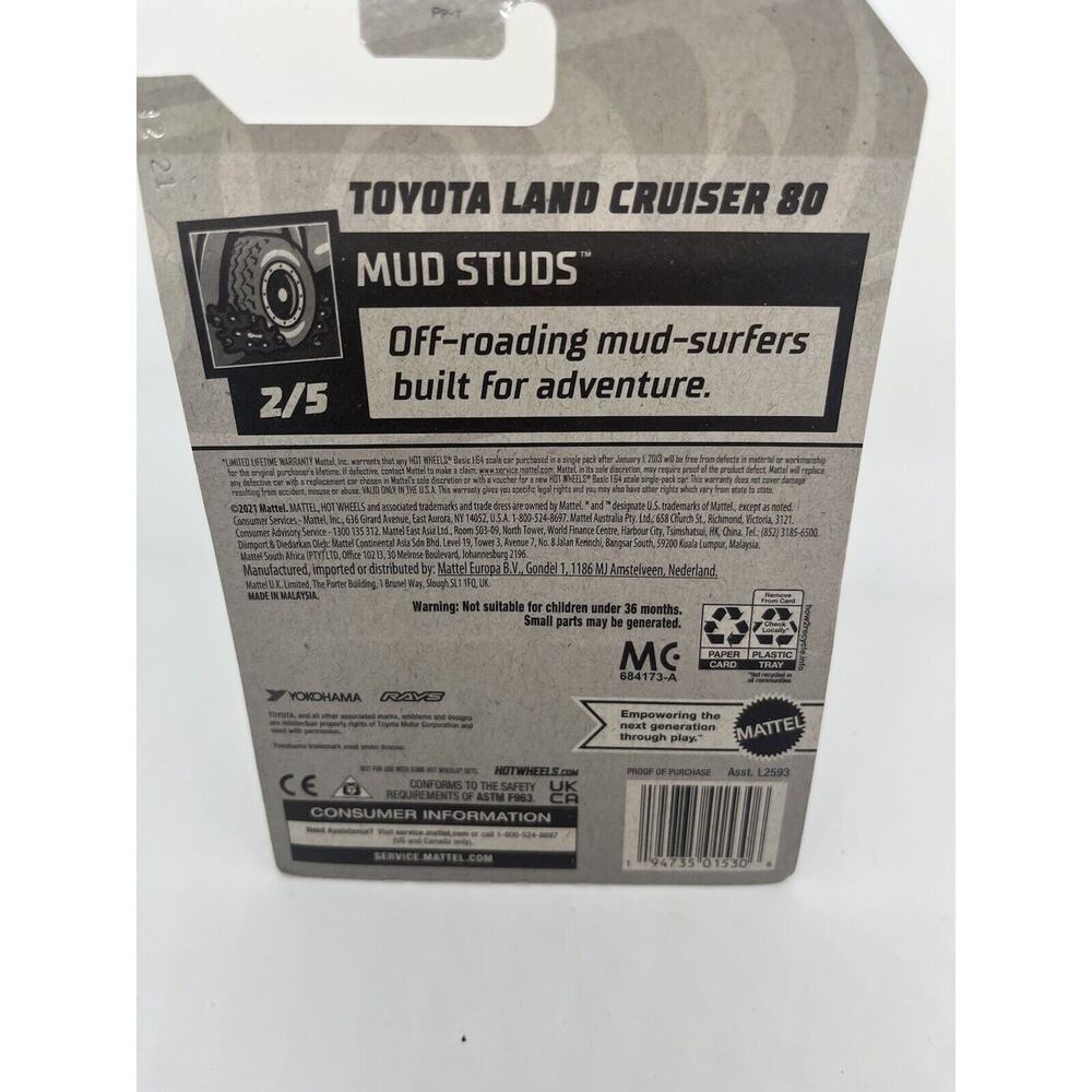 Toyota Land Cruiser 80 91/250 Hot Wheels 2022 HCT64 HW Mud Studs 2/5 Ships Now - Picture 5 of 5